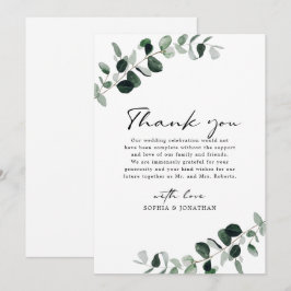 Eucalyptus Greenery Modern Calligraphy Bröllop Tack Kort