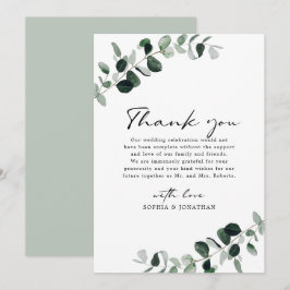 Eucalyptus Greenery Modern Calligraphy Bröllop Tack Kort