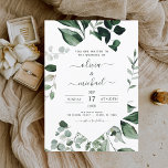Eucalyptus Greenery Modern Elegant bröllop Inbjudningar<br><div class="desc">Eucalyptus Grey Botanical Watercolor Vår bröllop Inbjudningar på vit bakgrund - innehåller vacker och elegant manustypografi med modernt botaniskt löv och grönt för den speciella Bröllopsdagen firande.</div>