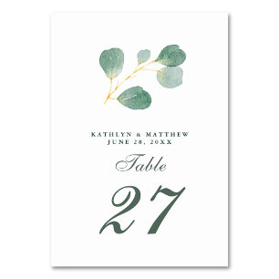 Eucalyptus Greenery Modern Elegant, sommartid Bröl Bordsnummer