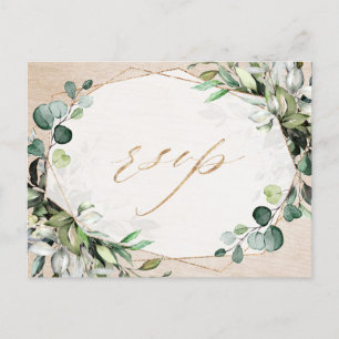 Eucalyptus Greenery Modern Geometric Bröllop OSA Vykort