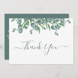Eucalyptus Greenery Modern Sage Script Bröllop Tack Kort