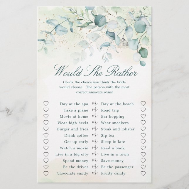 Eucalyptus Greenery Möhippa Game (Framsida)