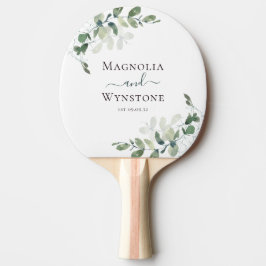 Eucalyptus Greenery Monogram Bröllop Pingisracket