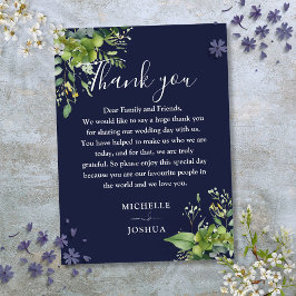 Eucalyptus Greenery Navy Blue Bröllop Tack Placeringskort