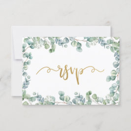 Eucalyptus Greenery och Guld Bröllop OSA Card Kort