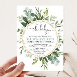 Eucalyptus greenery oh babydusch inbjudningar