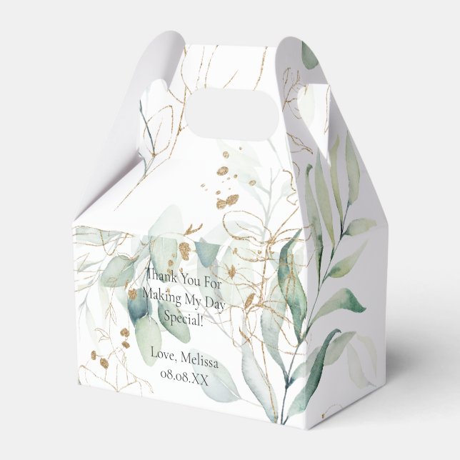 Eucalyptus Greenery Personalize Favor Box Presentaskar (Framsidan Sidan)