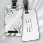 Eucalyptus Greenery Personlig Monogram Namn Bagagebricka<br><div class="desc">Anpassa den här vattenfärgen Eucalyptus Greenery-designen med ditt namn.</div>