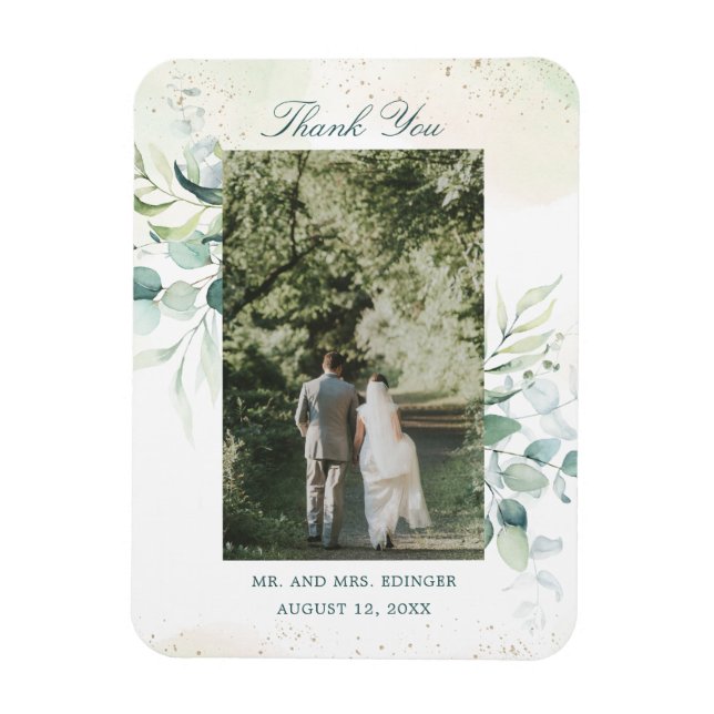 Eucalyptus Greenery Photo Tack Wedding Favor Magnet (Vertikal)