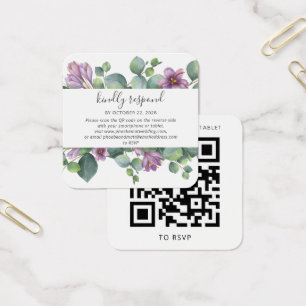 Eucalyptus Greenery QR-kodkort, Bröllop OSA Fyrkantigt Visitkort