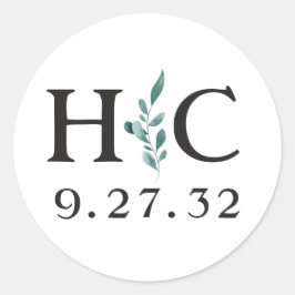 Eucalyptus Greenery Ram Grönt Blue Black Initial Runt Klistermärke