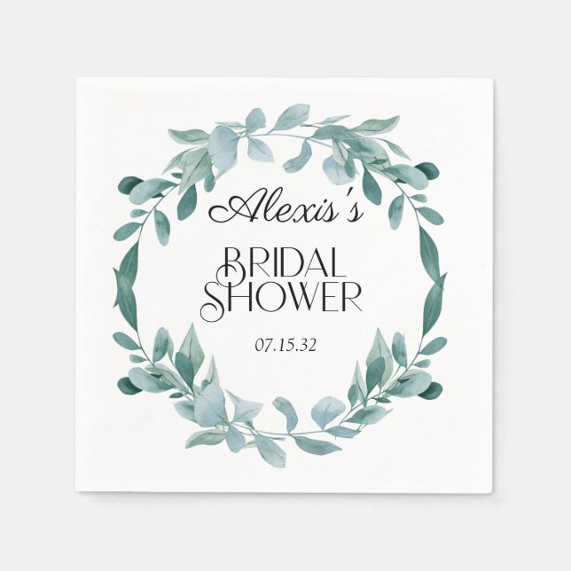 Eucalyptus Greenery Ram Grönt Blue Möhippa Pappersservett (Framsidan)