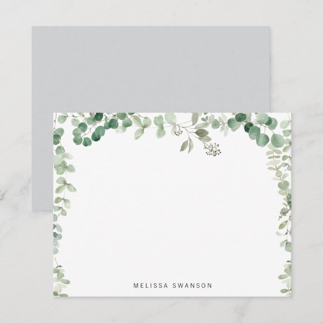 Eucalyptus greenery ram notkort anteckningskort (Fram/baksida)