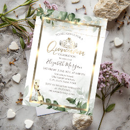 Eucalyptus Greenery Ram Vin Quinceanera Inbjudningar