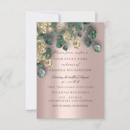 Eucalyptus Greenery Ro Guld Glitter Foils Inbjudningar
