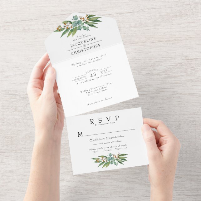 Eucalyptus Greenery Rustic Bröllop (Tearaway)