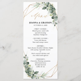 Eucalyptus Greenery Rustic Geometric Bröllop Meny
