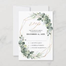 Eucalyptus Greenery Rustic Geometric Bröllop OSA Kort