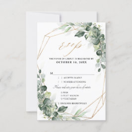 Eucalyptus Greenery Rustic Geometric Bröllop OSA Kort