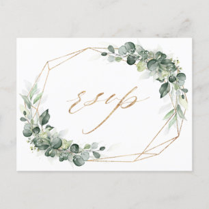 Eucalyptus Greenery Rustic Geometric Bröllop OSA Vykort