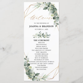 Eucalyptus Greenery Rustic Geometric Bröllop Program