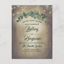 Eucalyptus Greenery Rustic Save Date Meddelande Vykort