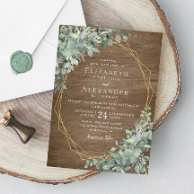 Eucalyptus Greenery Rustic Wood Geometric Bröllop
