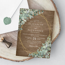 Eucalyptus Greenery Rustic Wood Geometric Bröllop Inbjudningar