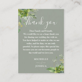 Eucalyptus Greenery Sage Grönt Bröllop Tack Placeringskort
