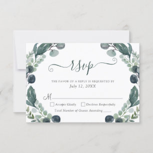 Eucalyptus Greenery Script Bröllop OSA Kort