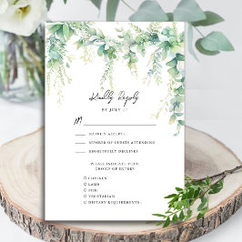 Eucalyptus Greenery Script Modern Garden Wedding OSA Kort
