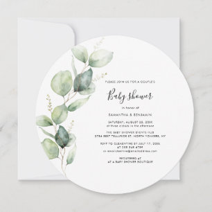 Eucalyptus Greenery Script Par Baby Shower Inbjudningar