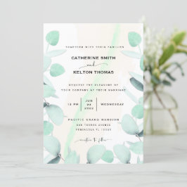 Eucalyptus Greenery Simple och Modern Bröllop Inbjudningar