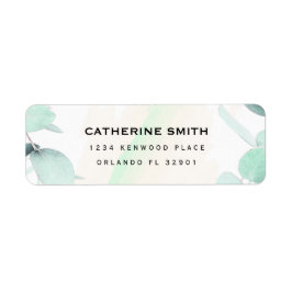 Eucalyptus Greenery Simple och Modern Bröllop Labe Returadress Etikett