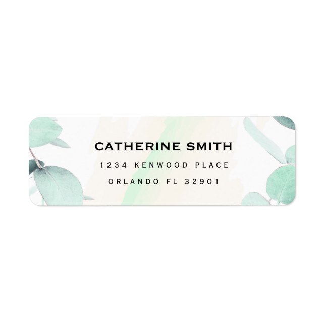 Eucalyptus Greenery Simple och Modern Bröllop Labe Returadress Etikett (Framsidan)