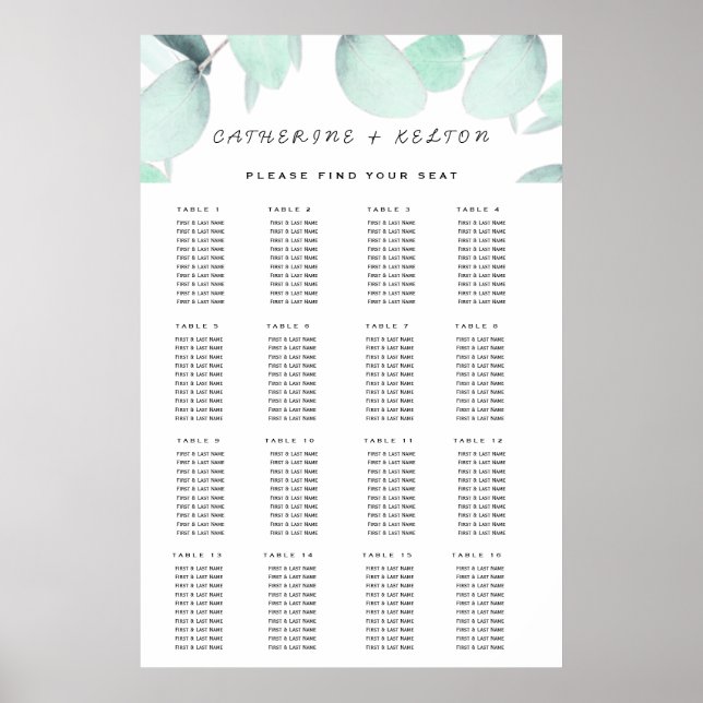 Eucalyptus Greenery Simple och Modern Poster (Framsidan)