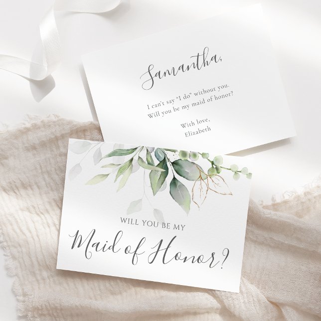 Eucalyptus Greenery ska du vara min Maid of honor Inbjudningar (Skapare uppladdad)