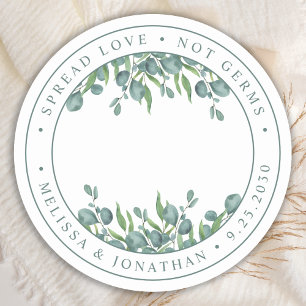 Eucalyptus Greenery Spread Kärlek Not Germs Bröllo Runt Klistermärke