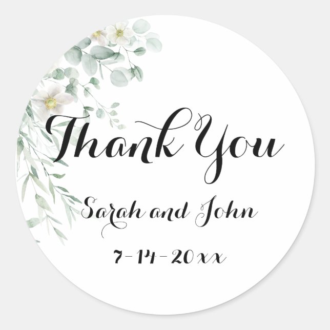 Eucalyptus Greenery Stickers Runt Klistermärke (Framsida)