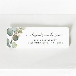 Eucalyptus Greenery Succulent Elegant bröllop Returadress Etikett