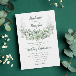 Eucalyptus Greenery Succulus Wandeine Bröllop Inbjudningar