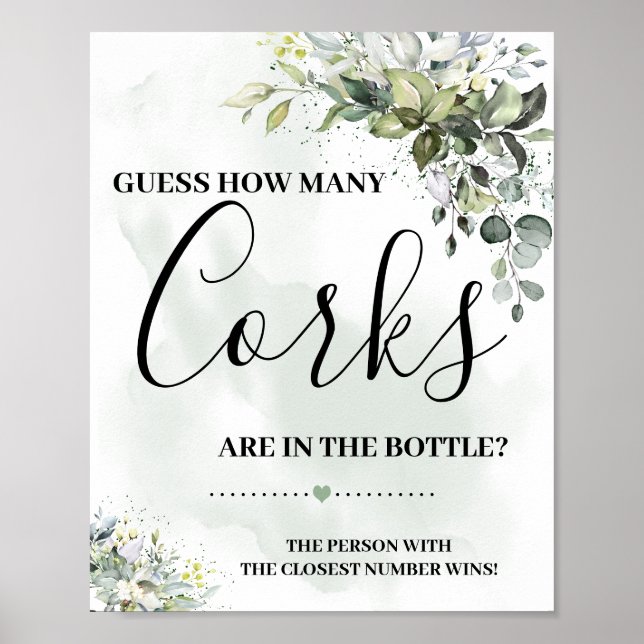 Eucalyptus greenery succuly hur många kork-tecken poster (Framsidan)