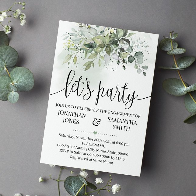 Eucalyptus greenery succuly party förlovning inbjudningar (Skapare uppladdad)