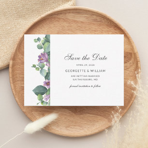 Eucalyptus Greenery Succuly Script Spara datumet Anteckningskort