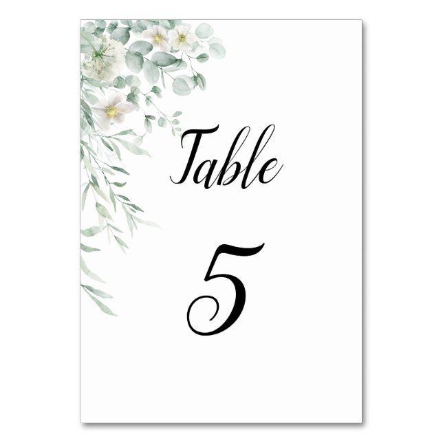 Eucalyptus Greenery Table Number Card Bordsnummer (Framsidan)
