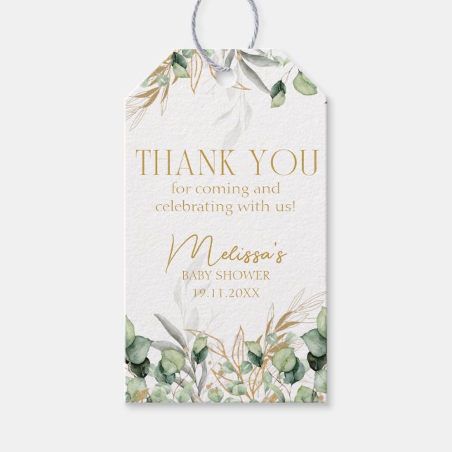 Eucalyptus Greenery Tack Favor Gift Presentetikett (Framsidan)