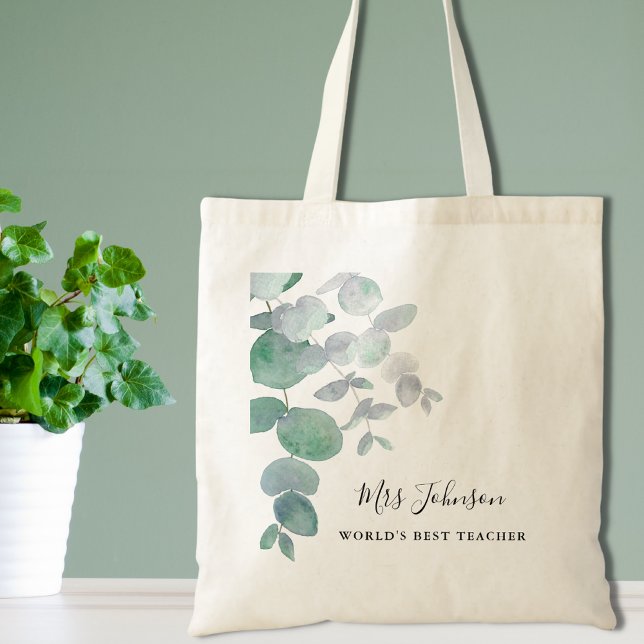 Eucalyptus Greenery Teacher's Tygkasse (Skapare uppladdad)