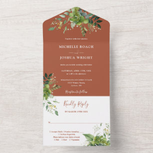 Eucalyptus Greenery Terracotta Monogram Bröllop