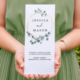 Eucalyptus Greenery Tri-Fold-Bröllopsprogram Reklamblad